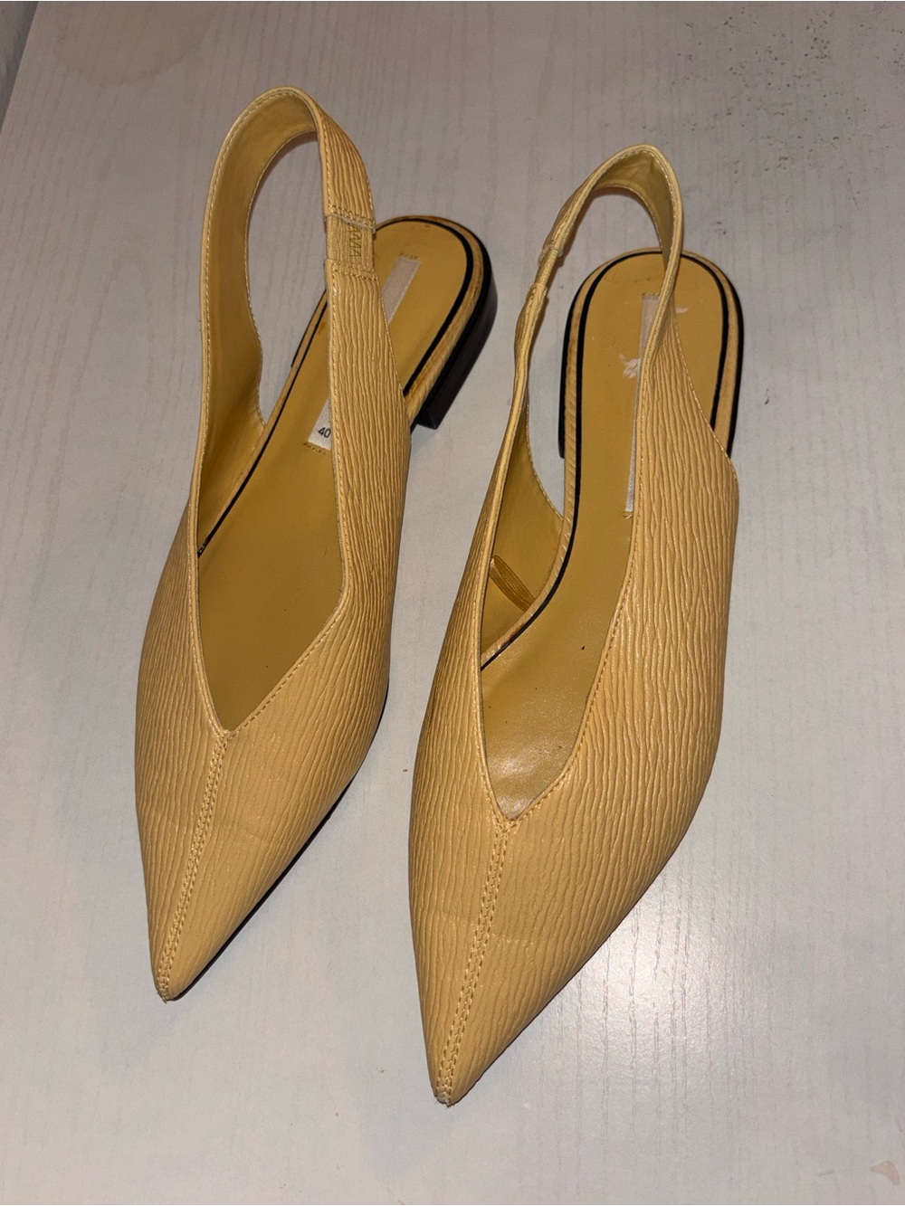 Zara Pointed Slingback Flats in Mustard Yellow